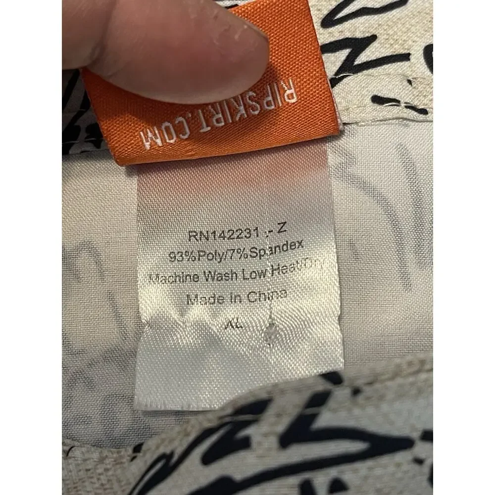 Rip Skirt Beige Black Print Casual Womens Size XL